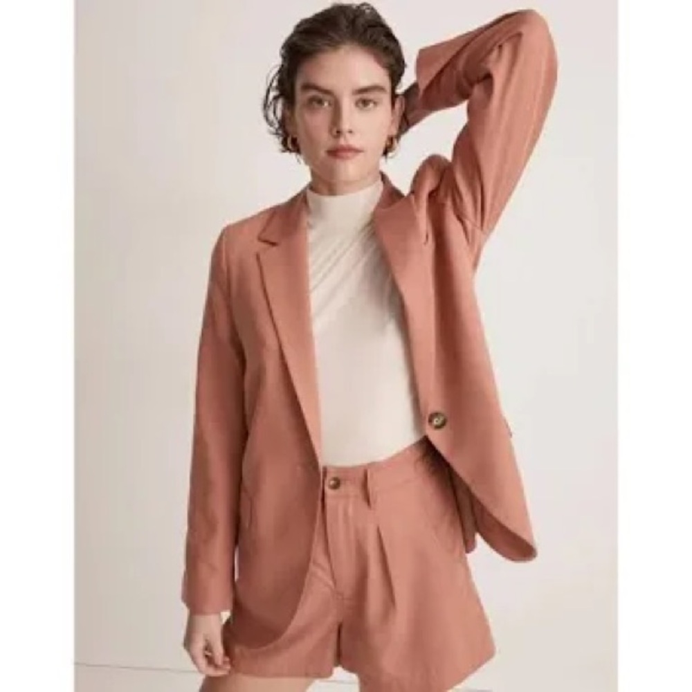 The Larsen Blazer in Drapeweave — Dried Rose